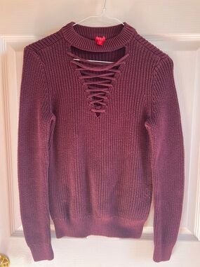 Guess Lace-Up Front Knit Sweater